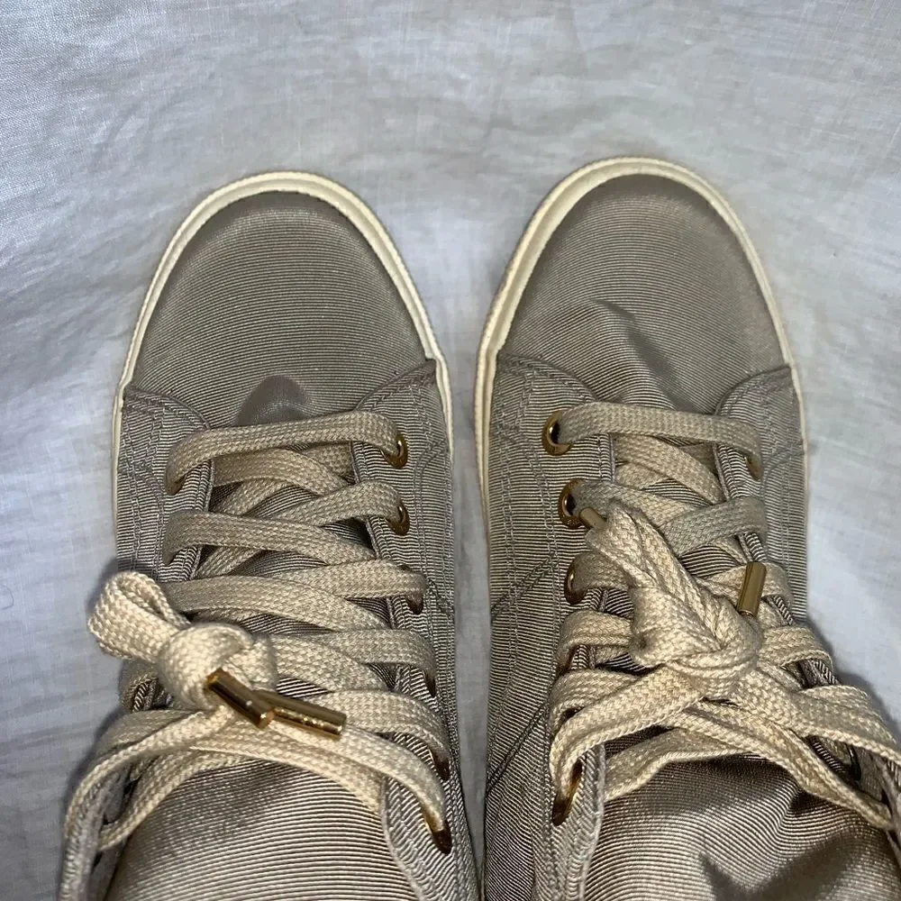 SUPERGA X THE ROW Beige Sateen Canvas Hi Top Sneakers-6